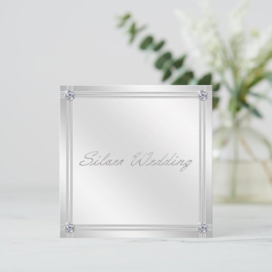 25周年結婚記念日の招待状（ダイヤモンド付） 招待状 (スタンド正面)