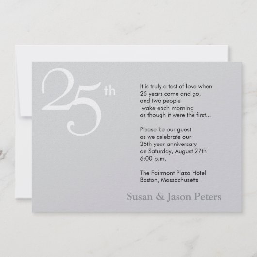 25周年結婚記念日の招待状 招待状 (裏面)