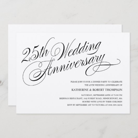 25周年結婚記念日の招待状 招待状 (正面/裏面)