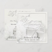 25周年結婚記念日の招待状 - 正方形 招待状 (正面/裏面)