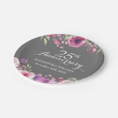 25周年結婚記念日の水彩ローズ ペーパープレート (アングル)