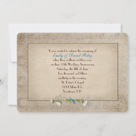 25周年結婚記念日の誓いの更新 招待状 (裏面)