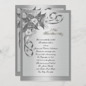 25周年結婚記念日の誓いの更新 白いバラ 招待状 (正面/裏面)