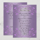 25周年結婚記念日の誓い更新 ラベンダー 招待状 (正面/裏面)