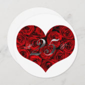 25周年結婚記念日の赤いバラのハートエレガントI 招待状 (正面/裏面)