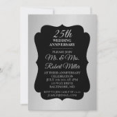 25周年結婚記念日の銀のコンフェッティの招待状 招待状 (正面)