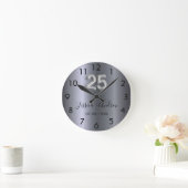 25周年結婚記念日の銀の名前 ラウンド壁時計 (ホーム)