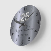 25周年結婚記念日の銀の名 ラウンド壁時計 (傾斜)