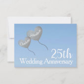 25周年結婚記念日の銀の招待状カードにお返事を 出欠カード (正面)