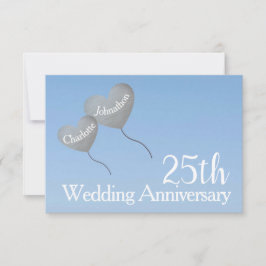 25周年結婚記念日の銀の招待状 出欠カード