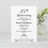 25周年結婚記念日の2羽の愛に満ちた白いスワン 招待状 (スタンド正面)