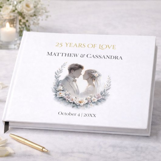 25周年結婚記念日を祝う伝統的なお祝い ゲストブック