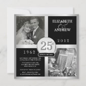 25周年結婚記念日エレガント写真招待状 招待状 (正面)