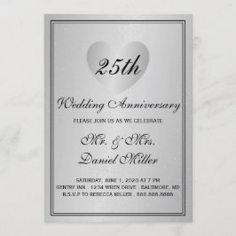 25周年結婚記念日シルバーグリームハート 招待状