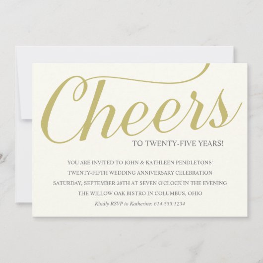 25周年結婚記念日パーティーおめでとう 招待状 (正面)