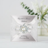 25周年結婚記念日パーティーレースパールホワイト 招待状 (スタンド正面)