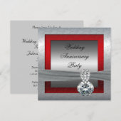 25周年結婚記念日パーティー招待状（シルバー） 招待状 (正面/裏面)
