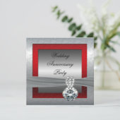 25周年結婚記念日パーティー招待状（シルバー） 招待状 (スタンド正面)