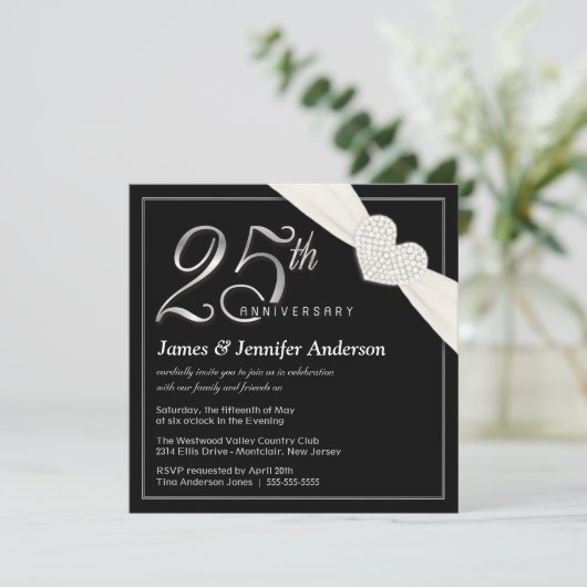 25周年結婚記念日パーティー招待状 招待状 (スタンド正面)