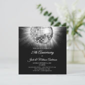 25周年結婚記念日パーティー シルバー ディスコボール 招待状 (スタンド正面)