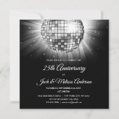 25周年結婚記念日パーティー シルバー ディスコボール 招待状 (正面)