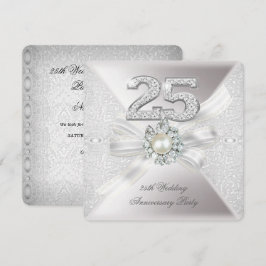 25周年結婚記念日パーティー パール シルバー 招待状