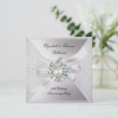 25周年結婚記念日パーティー ラ lace パールホワイト 招待状 (スタンド正面)