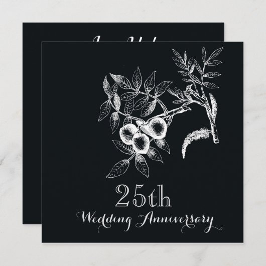 25周年結婚記念日パーティー 招待状 (正面/裏面)