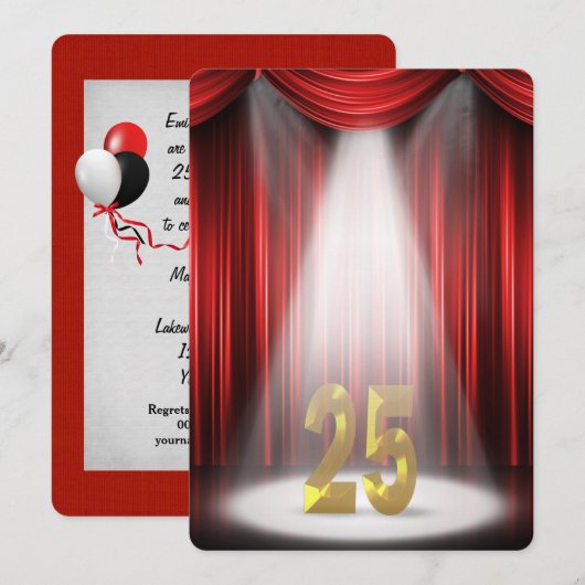 25周年結婚記念日パーティー 招待状 (正面/裏面)