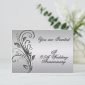 25周年結婚記念日出欠確認招待状カード 招待状 (スタンド正面)