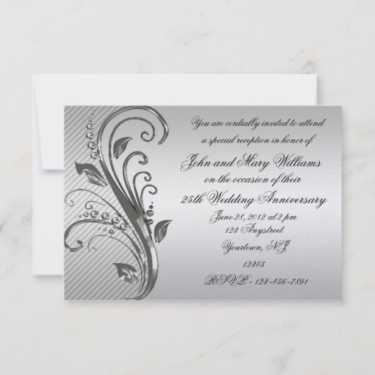 25周年結婚記念日出欠確認招待状カード 招待状 (裏面)