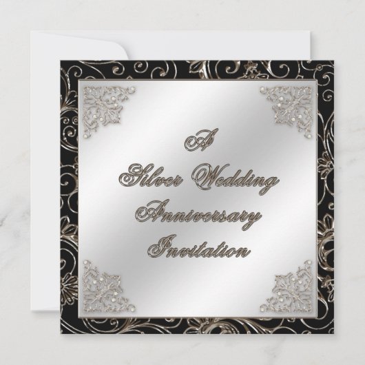 25周年結婚記念日招待状カード 招待状 (正面)