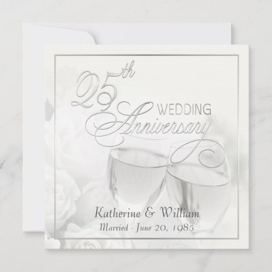 25周年結婚記念日招待状 - スクエア 招待状 (正面)