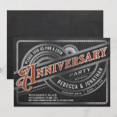 25周年結婚記念日招待状 レトロ箔押し 招待状 (正面/裏面)