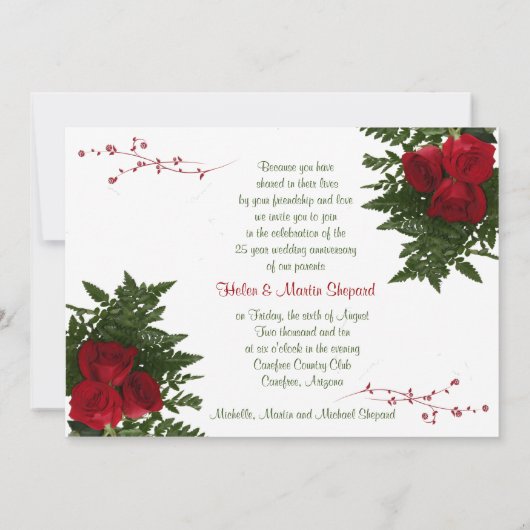 25周年結婚記念日招待状 招待状 (裏面)