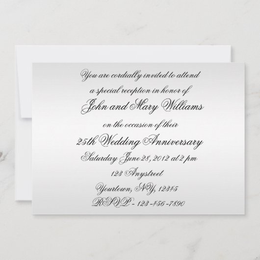 25周年結婚記念日招待状 招待状 (裏面)