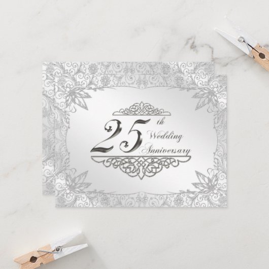 25周年結婚記念日招待状 招待状 (正面/裏面インサイチュ)