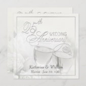 25周年結婚記念日招待状 - 正方形 招待状 (正面/裏面)