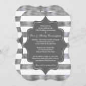 25周年結婚記念日招待状 - 白、灰 招待状 (正面/裏面)