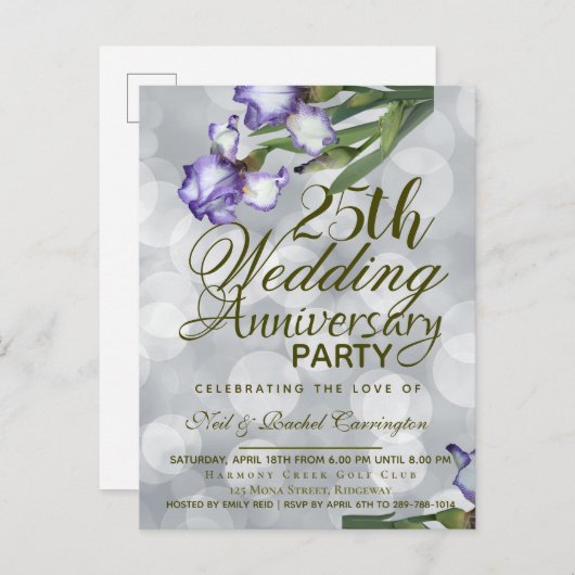 25周年結婚記念日発表ポストカード 案内ポストカード (正面/裏面)