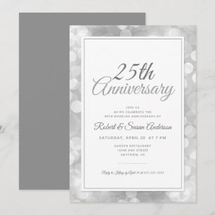 25周年結婚記念日   エレガントなシルバーのボケ 招待状