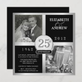 25周年結婚記念日 エレガントな写真招待状 招待状 (正面/裏面)