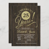 25周年結婚記念日 - ゴールドウッド 招待状 (正面/裏面)