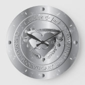 25周年結婚記念日 シルバーハート ラージ壁時計 (正面)