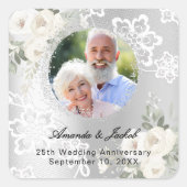 25周年結婚記念日 シルバーフォトフラワーズ スクエアシール (正面)