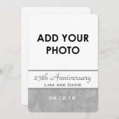 25周年結婚記念日 シルバー ミュートリーフ B09A 招待状 (正面/裏面)