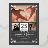 25周年結婚記念日 フォトフレーム付き 箔招待状 (正面)