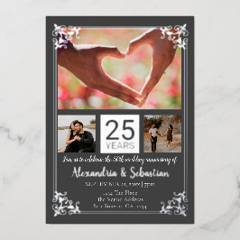 25周年結婚記念日 フォトフレーム付き 箔招待状