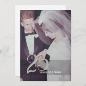 25周年結婚記念日&写真 - 銀灰色 招待状 (正面/裏面)