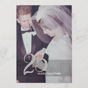 25周年結婚記念日＆写真 - 銀灰色 招待状